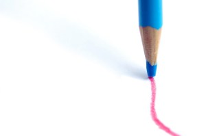 Blue pencil and red line